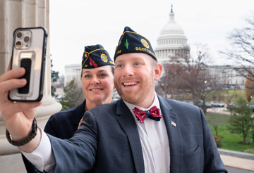 2025 Washington Conference: Matthew Shuman poses for a selfie with National Legislative Division Director Julia Mathis in Washington, D.C.